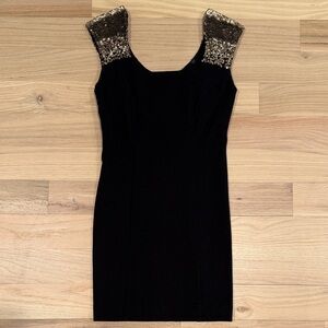 Guess Black Mini Dress with Gold Embellishments